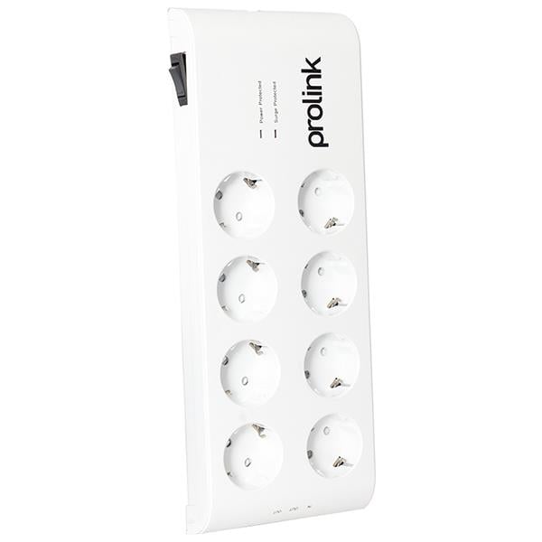 PROLINK PR-SP08T 16 AMPER - 3680 WATT - 3600 JOULE 8Lİ 1.5 METRE KABLOLU BEYAZ AKIM KORUMALI PRİZ