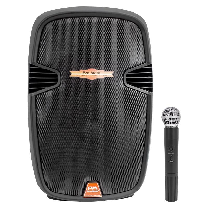 PROMAIN MV-150A ŞARJLI USB/SD/BLUETOOTH 1*EL KABLOSUZ MİKROFON 38 CM TAŞINABİLİR SEYYAR ANFİ (AKTİF HOP.)