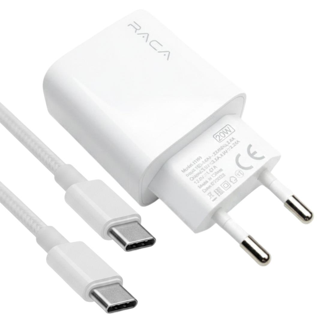 RACA U200 TYPE-C TO TYPE-C KABLOLU 20 WATT HIZLI ŞARJ CİHAZI ADAPTÖR SETİ