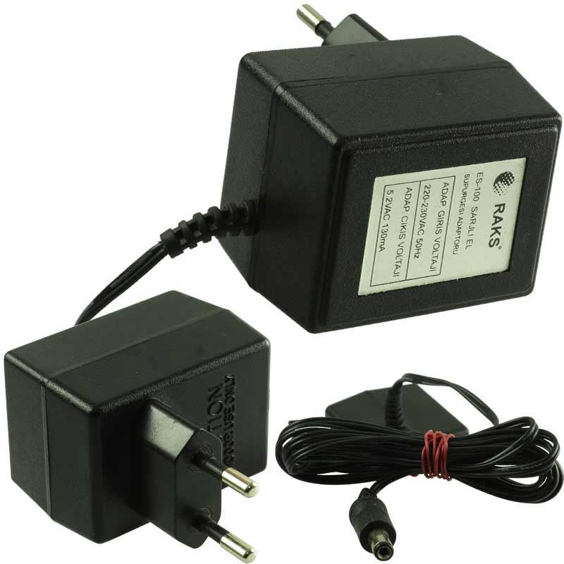 RAKS ES-100 SİYAH 5.2 VOLT - 0.13 AMPER ŞARJLI SÜPÜRGE ADAPTÖRÜ