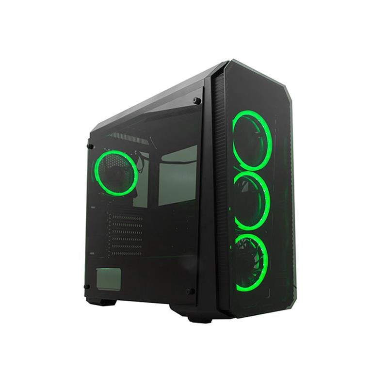 RAMPAGE FALCON-X SİYAH USB3.0 4*RGB FAN TEMPERLİ CAM GAMING OYUNCU KASA
