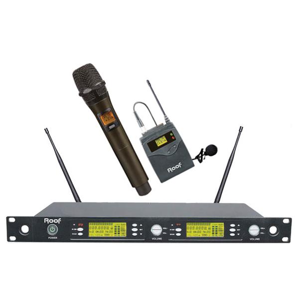 ROOF R-1250S KABLOSUZ 2 UHF KANAL 1 EL+1 YAKA ÇİFT TUNER TELSİZ MİKROFON