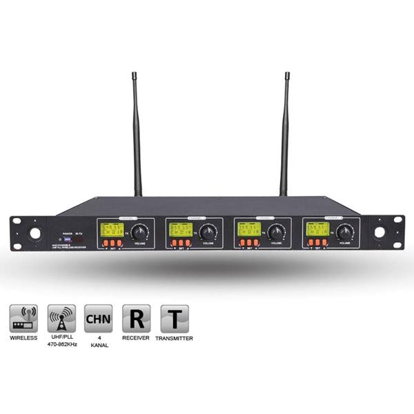 ROOF R-4004 4 KANAL UHF ÇİFT TUNERLİ KABLOSUZ RECEIVER