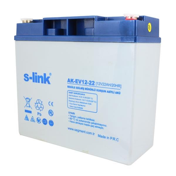 S-LINK AK-EV12-22 12 VOLT - 22 AMPER KURU TİP AKÜ (181 X 76 X 167 MM)