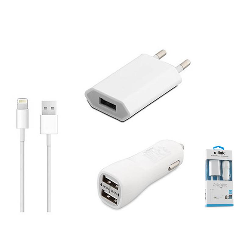 S-LINK IP-546 IPHONE 5 DATA KABLO EV+ARAÇ ŞARJ KİTİ SET
