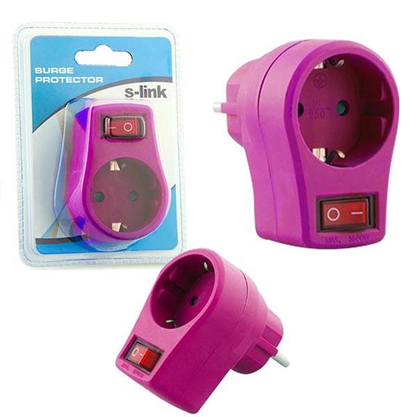S-LINK MSX-0US TEKLİ AKIM KORUYUCU PRİZ (PEMBE*KIRMIZI)