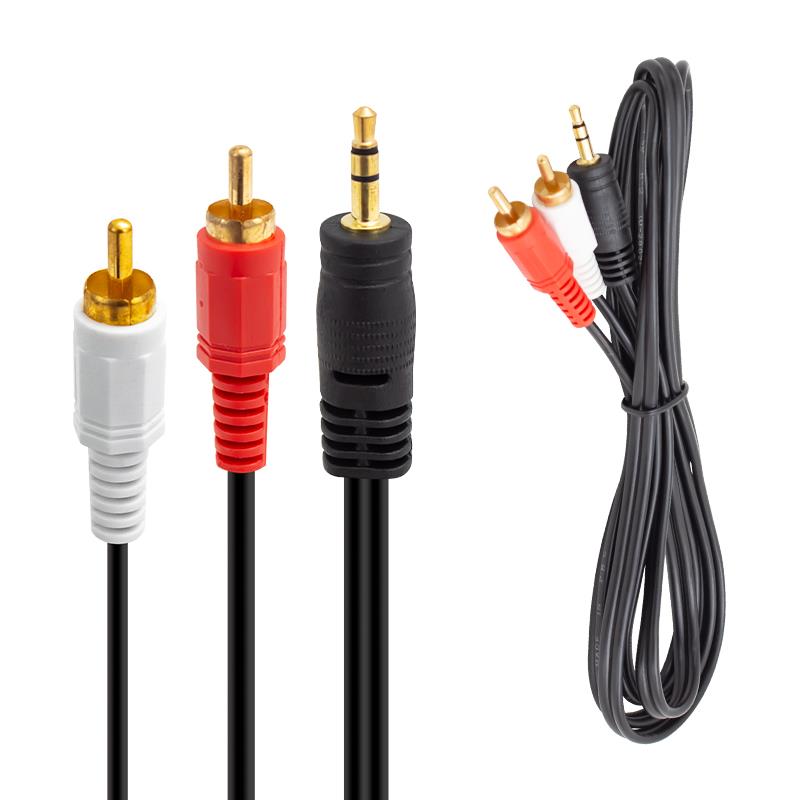 S-LINK SL-857 2 RCA ERKEK + 3.5 MM STEREO ERKEK 1.5 METRE POŞETLİ KABLO