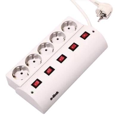S-LINK SPG6-5-30 5Lİ 3 METRE KABLOLU GRİ AKIM KORUMALI PRİZ