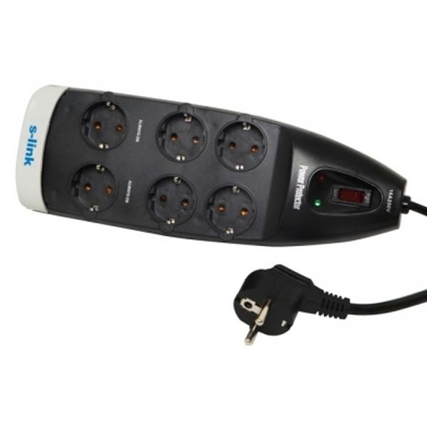 S-LINK SPGX-66  6LI 2 METRE KABLOLU SİYAH AKIM KORUMALI PRİZ
