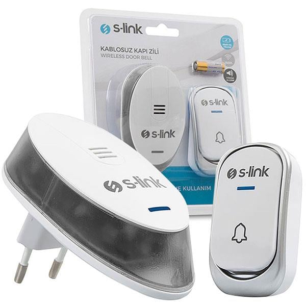 S-LINK ZL-231 32 MELODİLİ BEYAZ/GÜMÜŞ KABLOSUZ PRİZ TİPİ KAPI ZİLİ