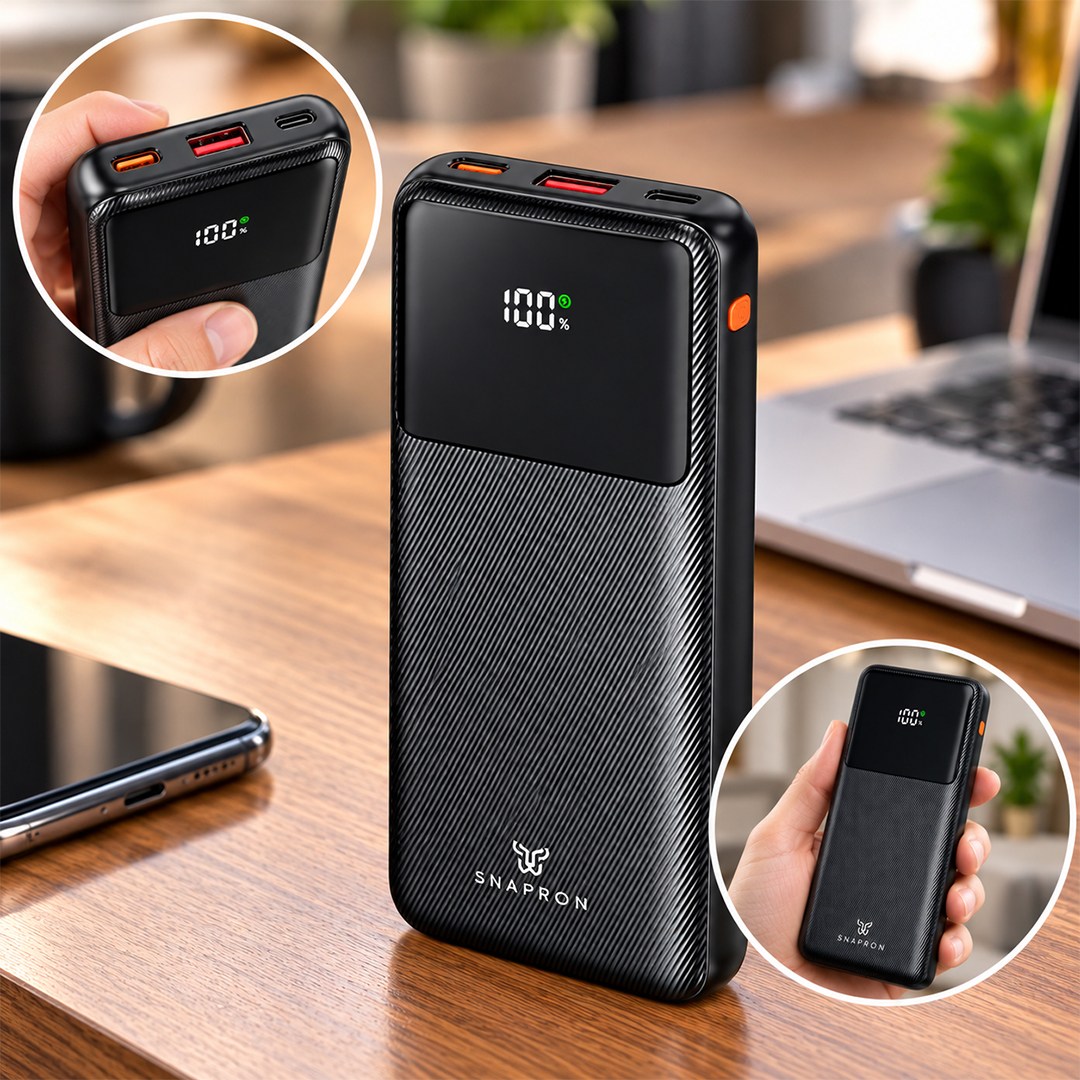 SNAPRON SNP-3015 22.5W LCD ERKAN PD 10.000MAH DAHİLİ KABLOLU HIZLI ŞARJLI POWERBANK