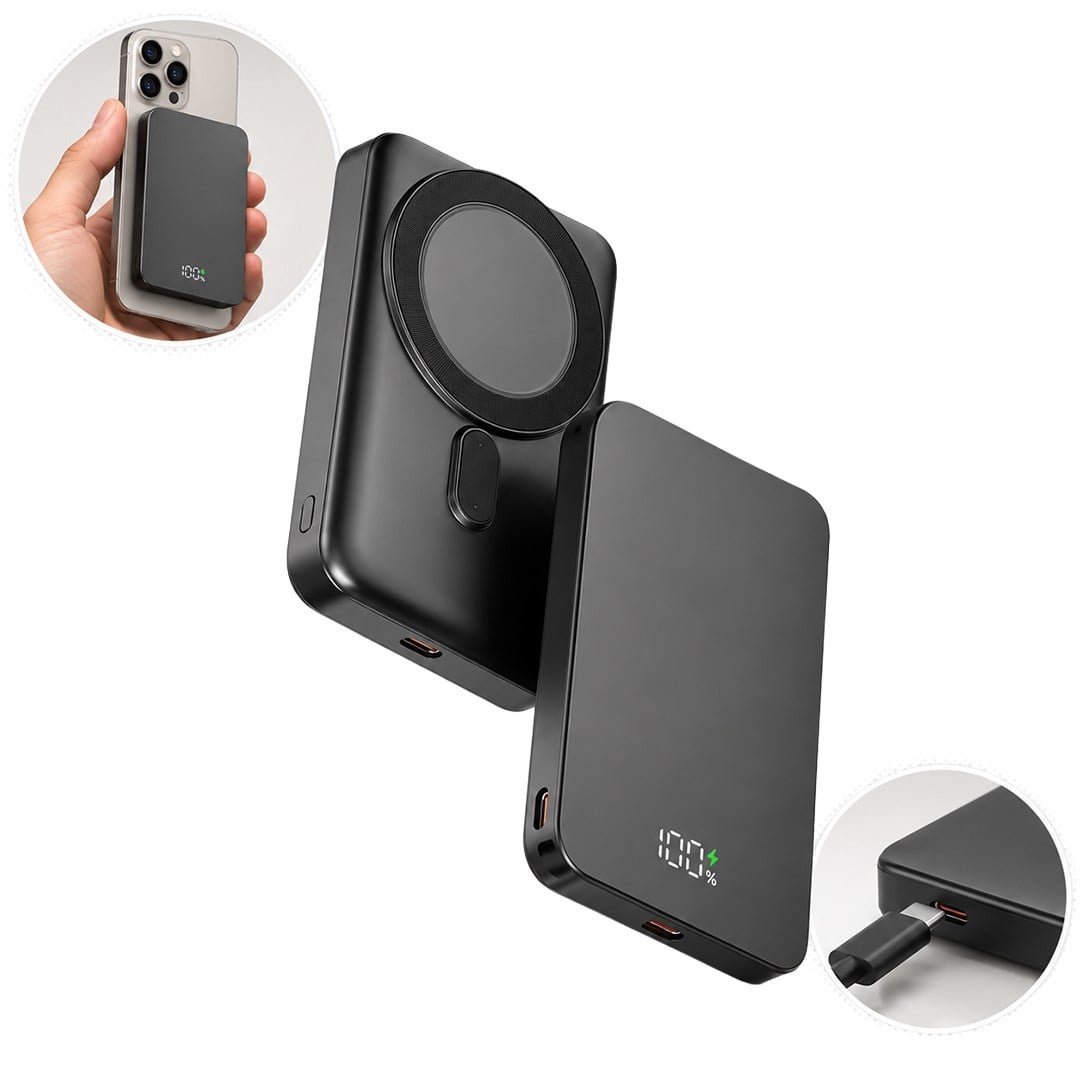 SNAPRON SNP-3020 22.5W LCD ERKAN MAGSAFE PD 5.000MAH DAHİLİ KABLOLU HIZLI ŞARJLI POWERBANK