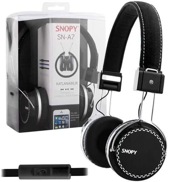 SNOPY SN-A7 MOBİL TELEFON UYUMLU RUBBER MİKROFONLU SİYAH KULAKLIK