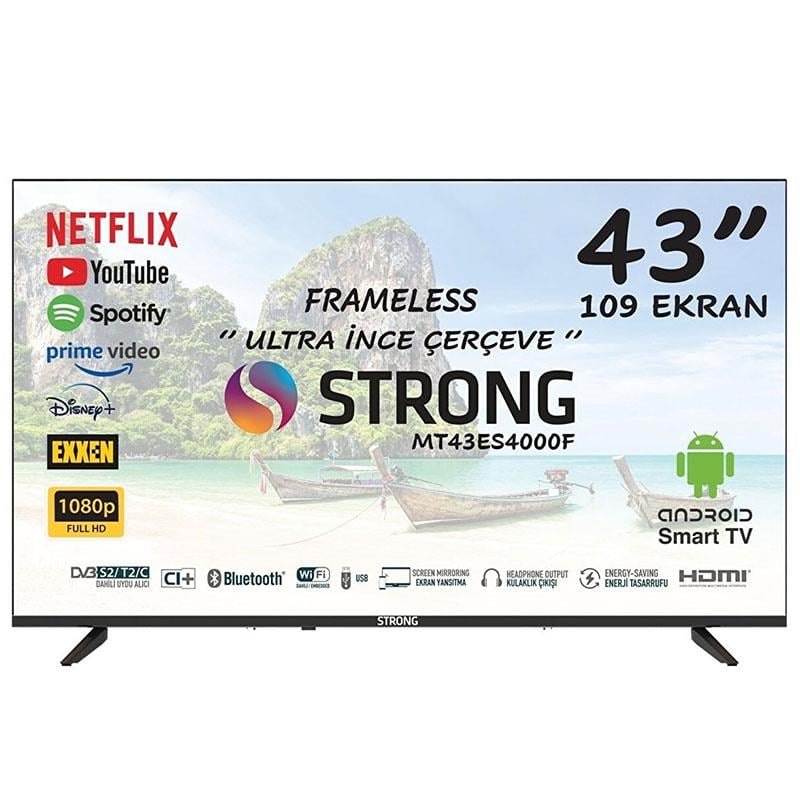 STRONG MT43ES4000F 43 109 EKRAN UYDU ALICILI ANDROID 11 SMART HD LED TV (BLUETOOTH-VGA-3*HDMI-2*USB)