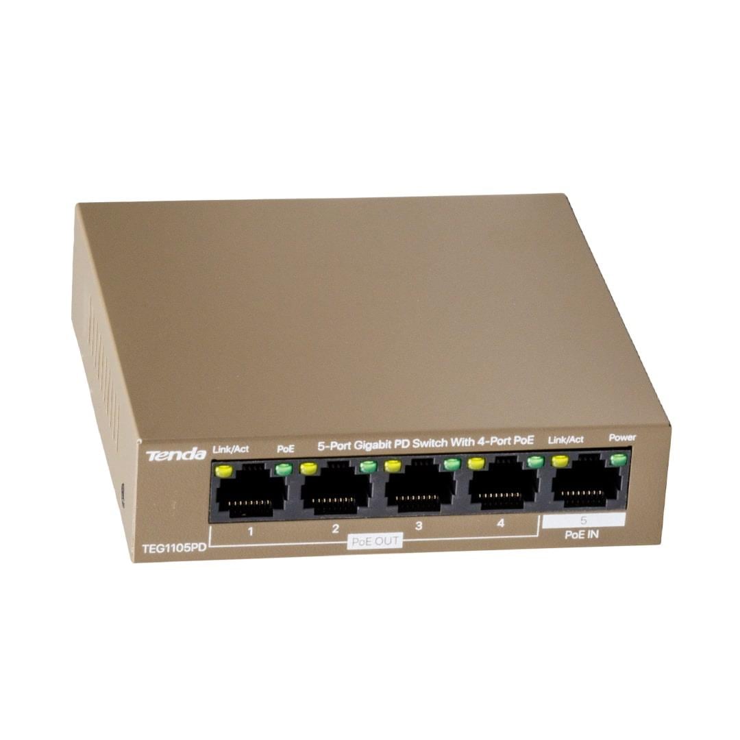 TENDA TEG1105PDP 5 PORT 10/100/1000 MBPS GIGABIT POE SWITCH
