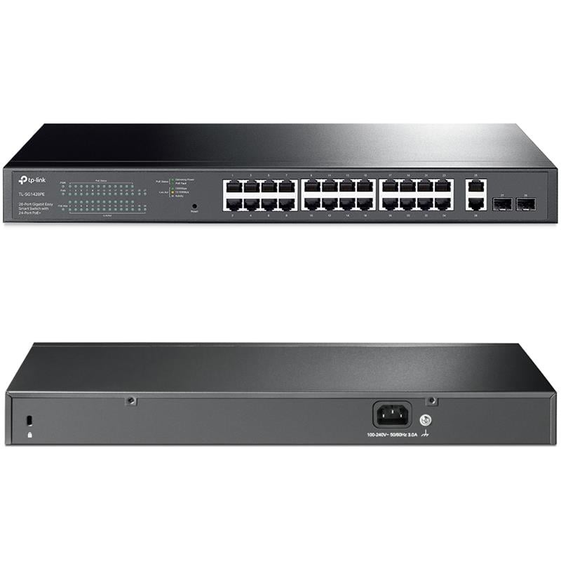 TP-LINK TL-SG1428PE 24 PORT GIGABIT + 2 SFP 250 WATT POE SWITCH