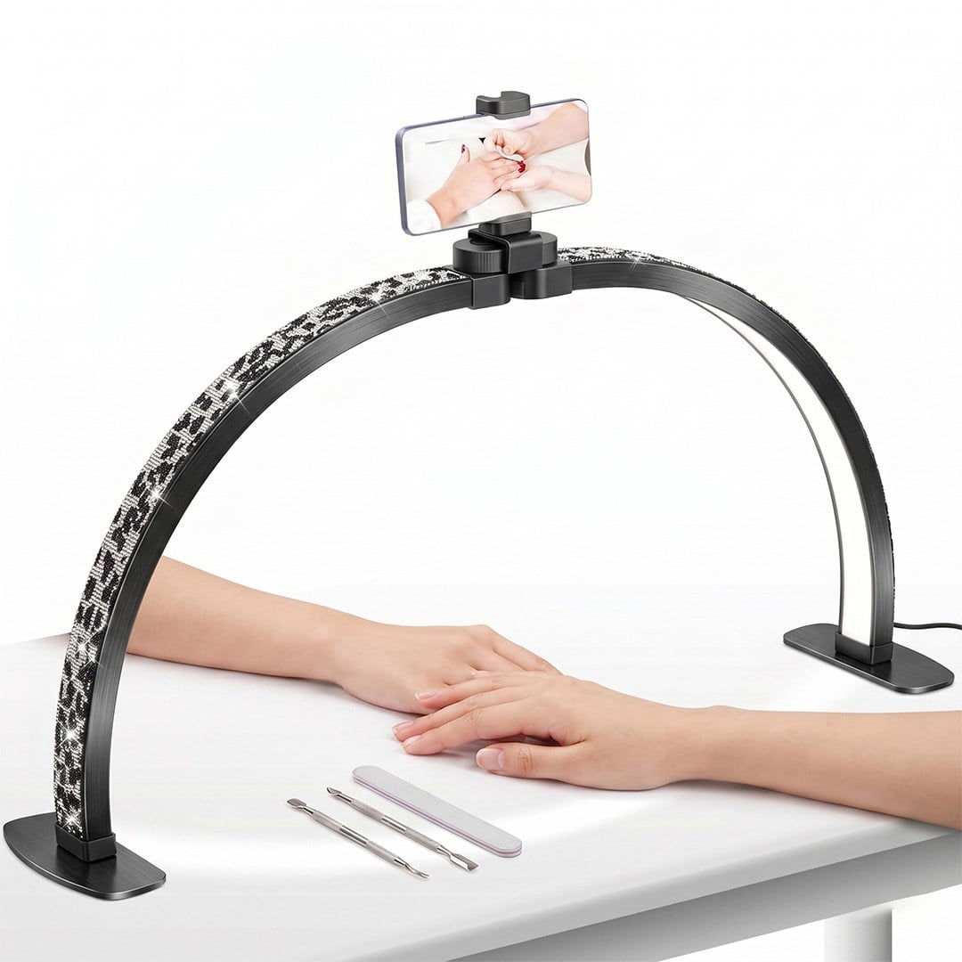 TRLED F-550A 55CM KATLANABİLİR MASAÜSTÜ TIRNAK MASA LAMBASI ( ZEBRA-İNEK ELMAS DESENLİ)