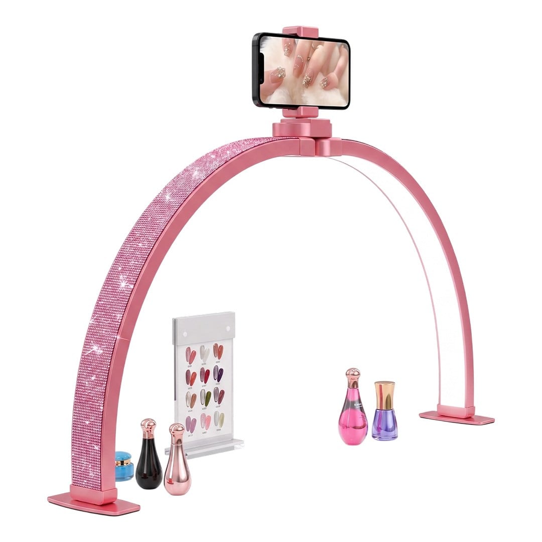 TRLED F-700A 70CM KATLANABİLİR MASAÜSTÜ TIRNAK MASA LAMBASI (PEMBE ELMAS DESENLİ)