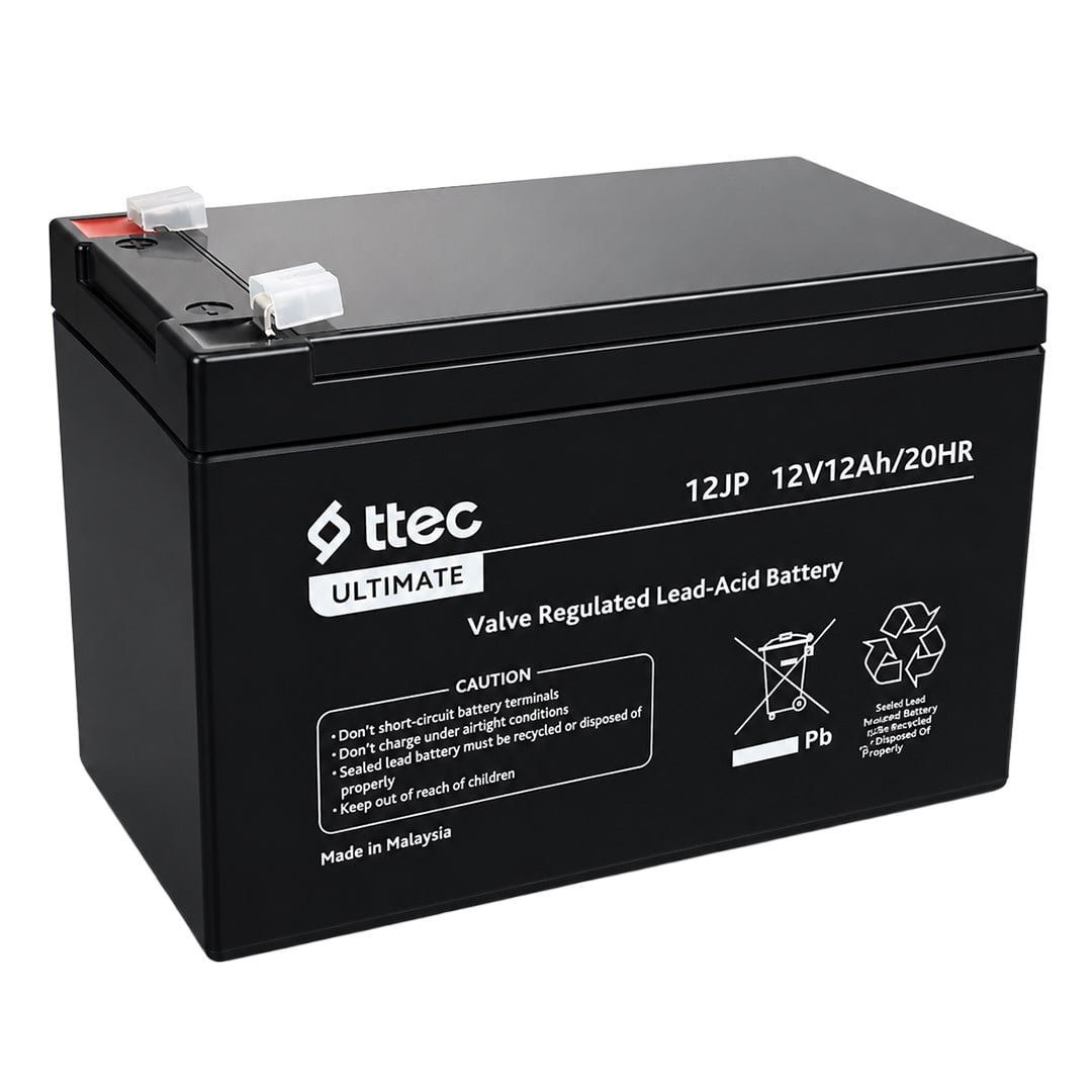TTEC 12JP 12 VOLT - 12 AMPER KURU AKÜ  (151 X 98 X 100 MM) - 3,45 KG Fiyatı - Merter Elektronik