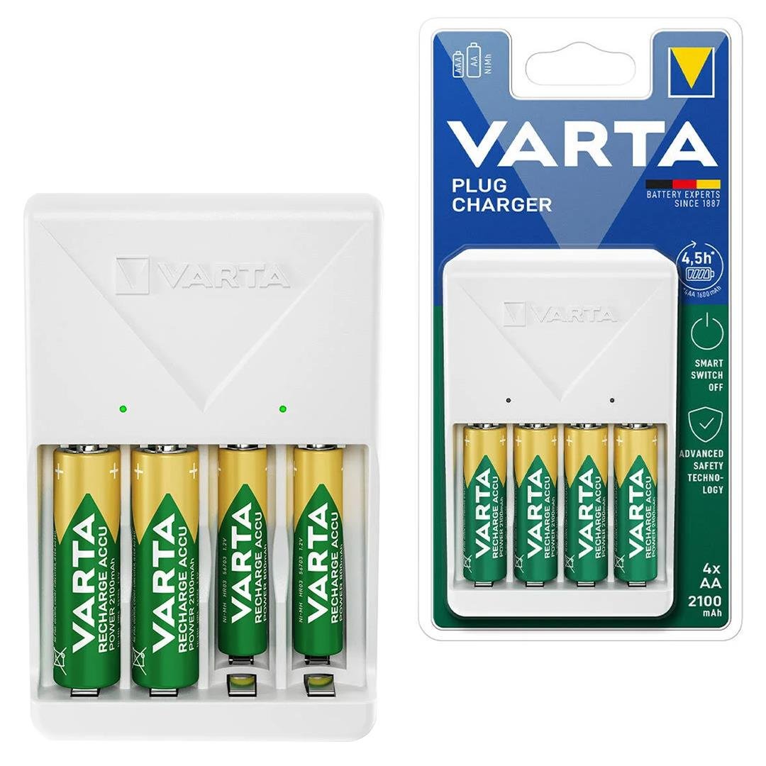 VARTA PLUG ŞARJ CİHAZI + 4 ADET 2100 MAH AA ŞARJ EDİLEBİLİR PİL