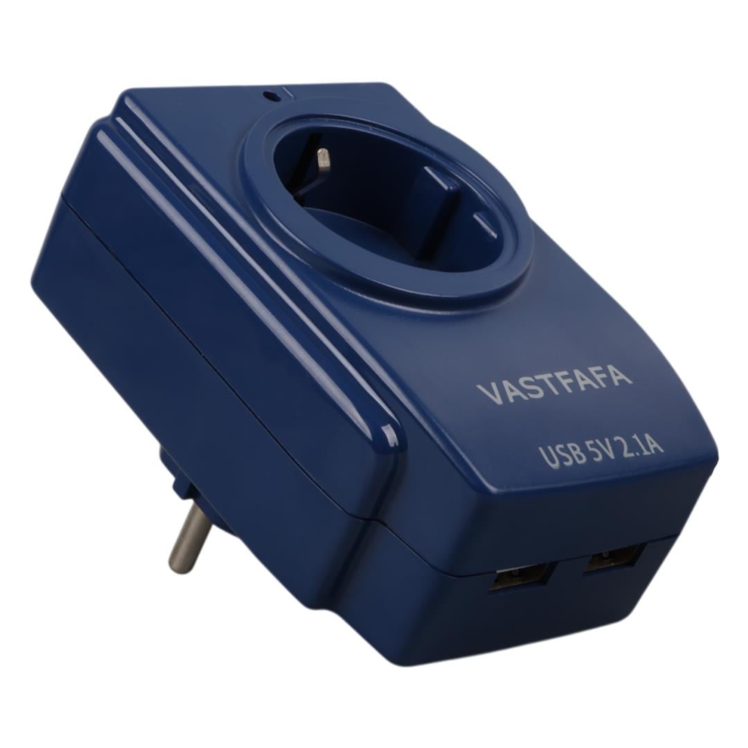 VASTFAFA 5 VOLT 2.1 AMPER 2 USB'Lİ MAVİ TEKLİ PRİZ Fiyatı - Merter Elektronik