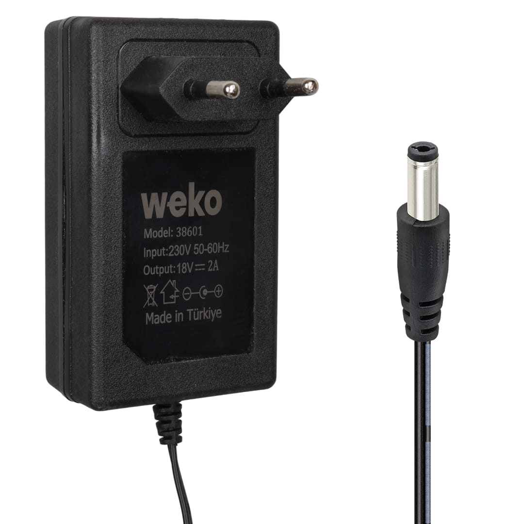WEKO 18 VOLT - 2 AMPER 5.5*2.5 UÇLU YERLİ ÜRETİM PRİZ TİPİ ADAPTÖR