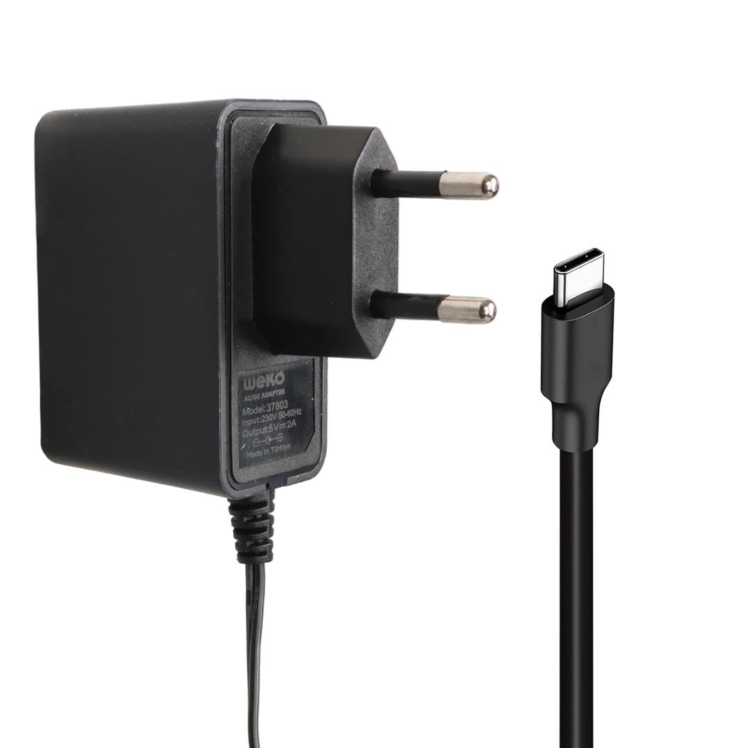 WEKO 5 VOLT 2 AMPER TYPE-C UÇLU YERLİ ÜRETİM PRİZ TİPİ ADAPTÖR