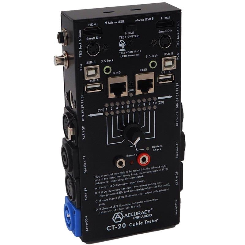 WEKO CT-20 PROFESSIONAL KABLO TEST CİHAZI (USB-HDMI-RJ45-RCA-XLR-SPEKON)