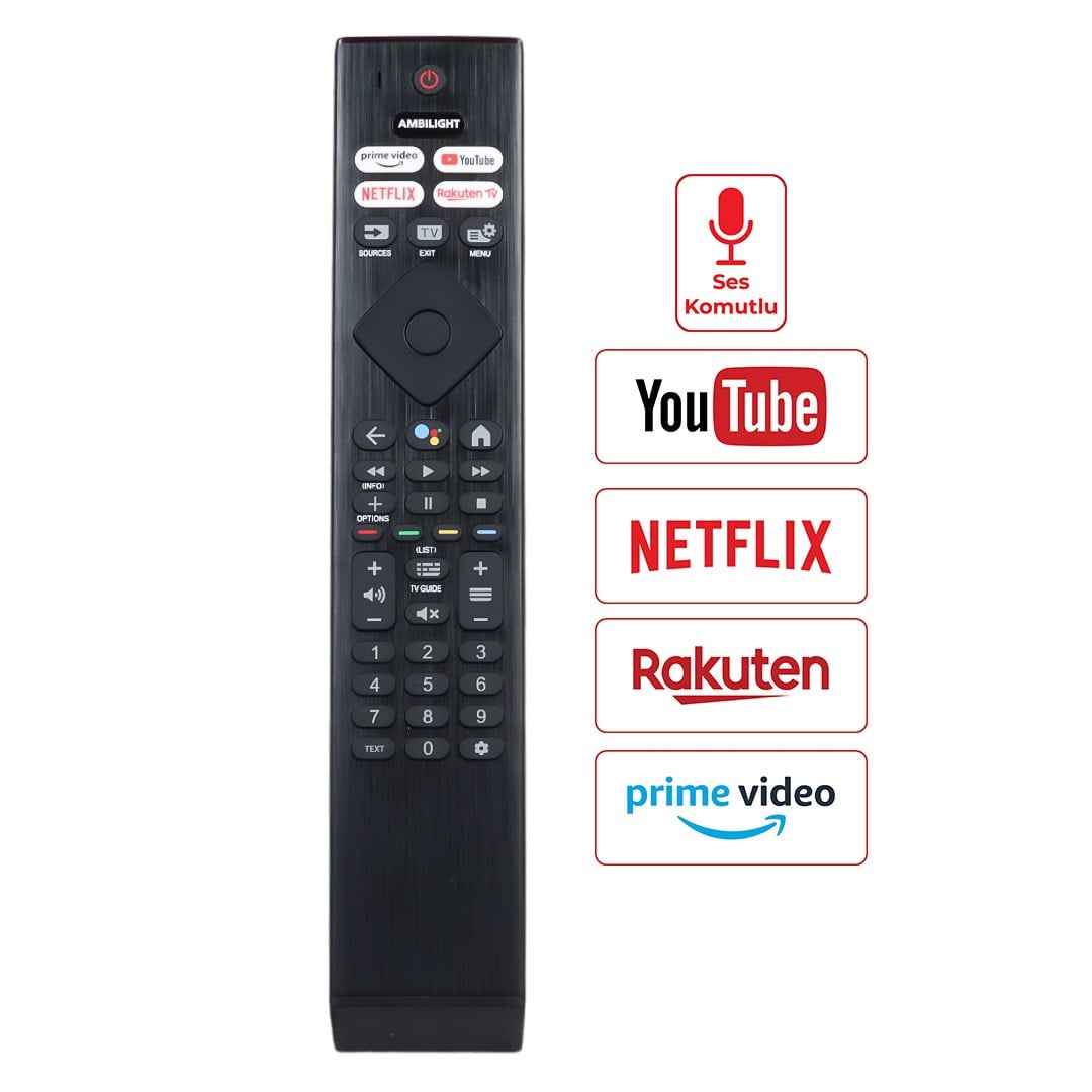 WEKO KL PHILIPS PH-V11 SES KOMUTLU AMBILIGHT-NETFLIX-PRIME VIDEO-YOUTUBE-RAKUTEN TV TUŞ LED TV KUMANDA