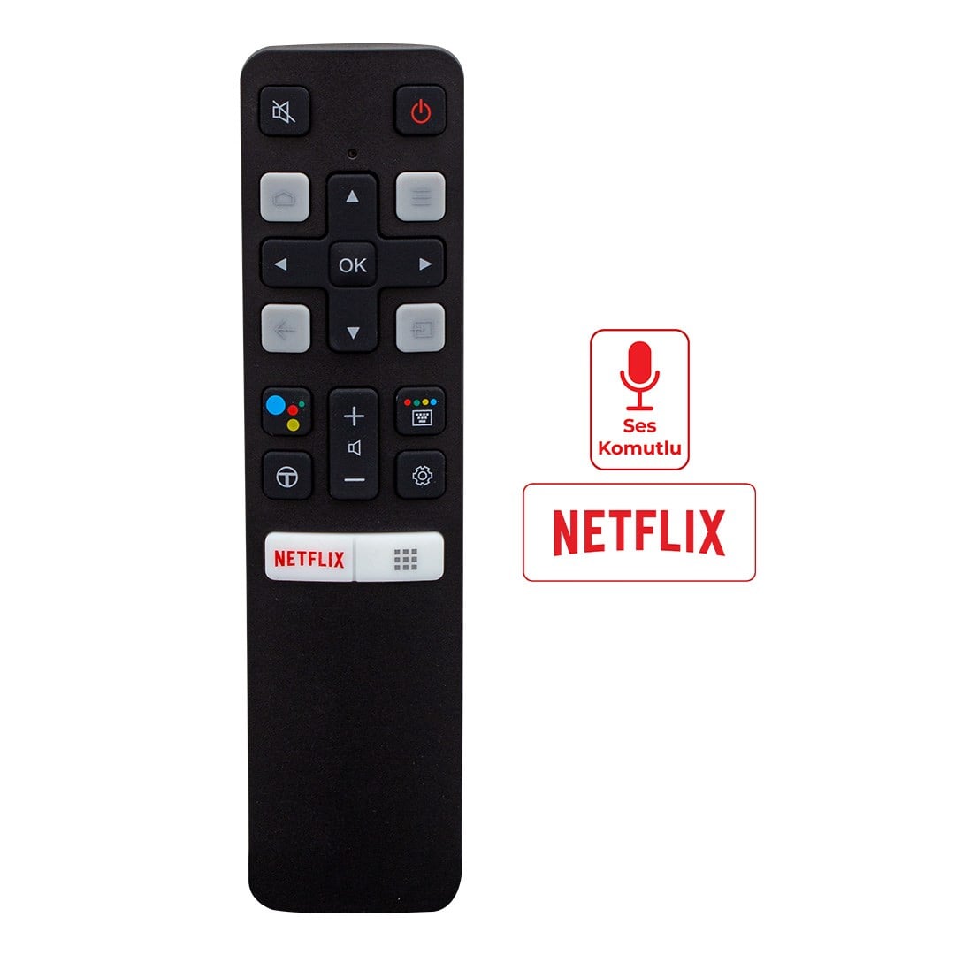 WEKO KL TCL RC 802V FMR1 50'' - 55'' ANDROID TV NETFLIX TUŞLU SESLİ KONTROL AKILLI LCD LED TV KUMANDA