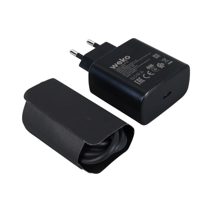 Weko Wk-26523 S11-C 25 Watt Siyah Şarj Başlık Adaptörü + Type-C To Type ...