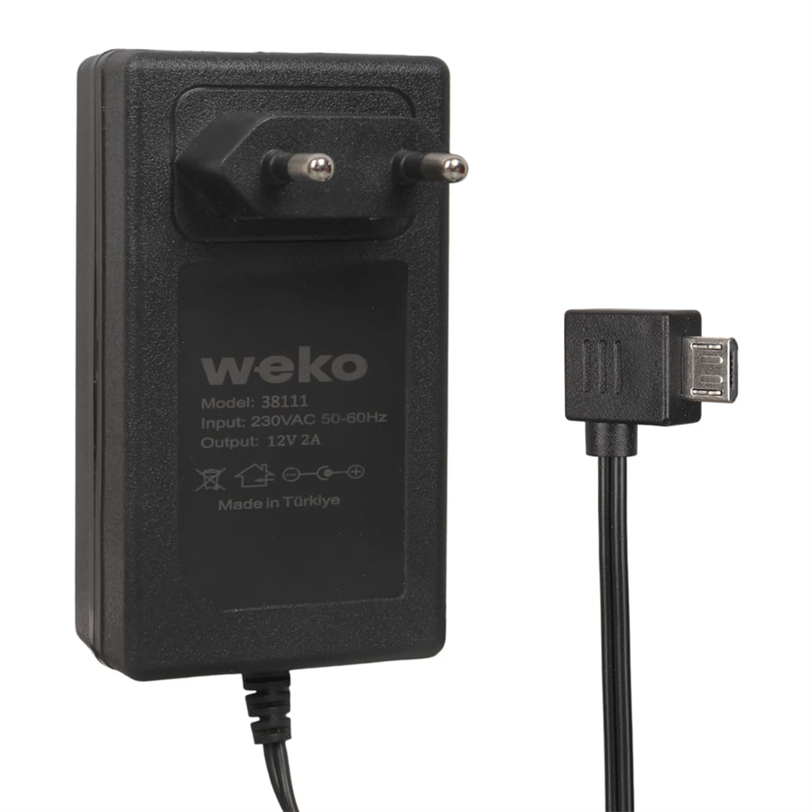 WEKO 12 VOLT - 2 AMPER MICRO USB UÇLU YERLİ ÜRETİM PRİZ TİPİ ADAPTÖR