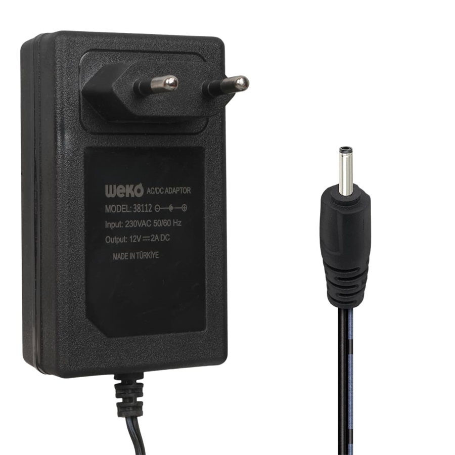 WEKO 12 VOLT - 2 AMPER 2.5X0.7 UÇLU YERLİ ÜRETİM PRİZ TİPİ ADAPTÖR