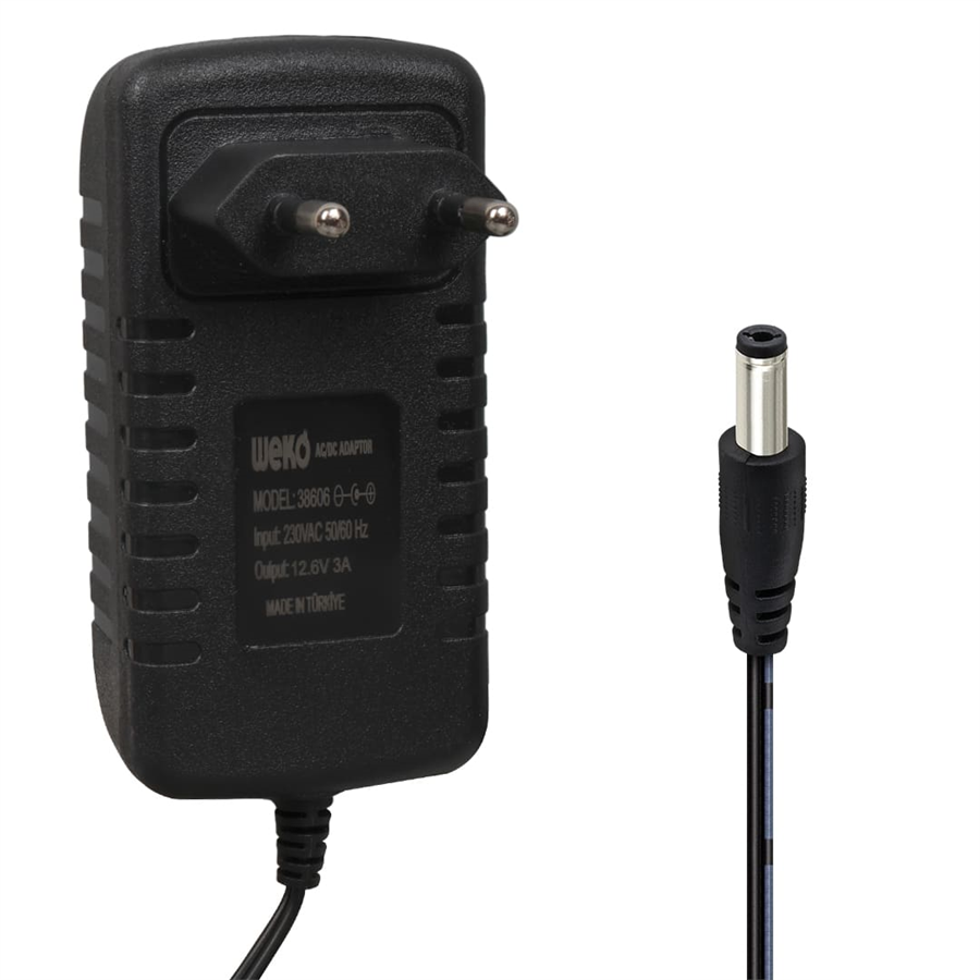 WEKO 12.6 VOLT - 3 AMPER 5.5*2.5 UÇLU YERLİ ÜRETİM PRİZ TİPİ ADAPTÖR