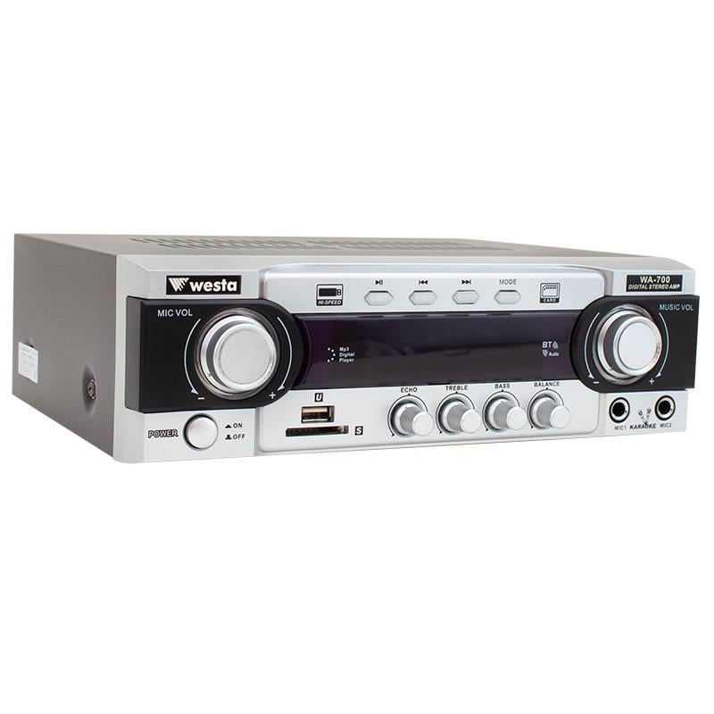 WESTA WA-700 2X50W-220-12V USB-SD-BLUETOOTH-UK TRAFOSUZ 2 MİK. GİRİŞLİ STEREO ANFİ