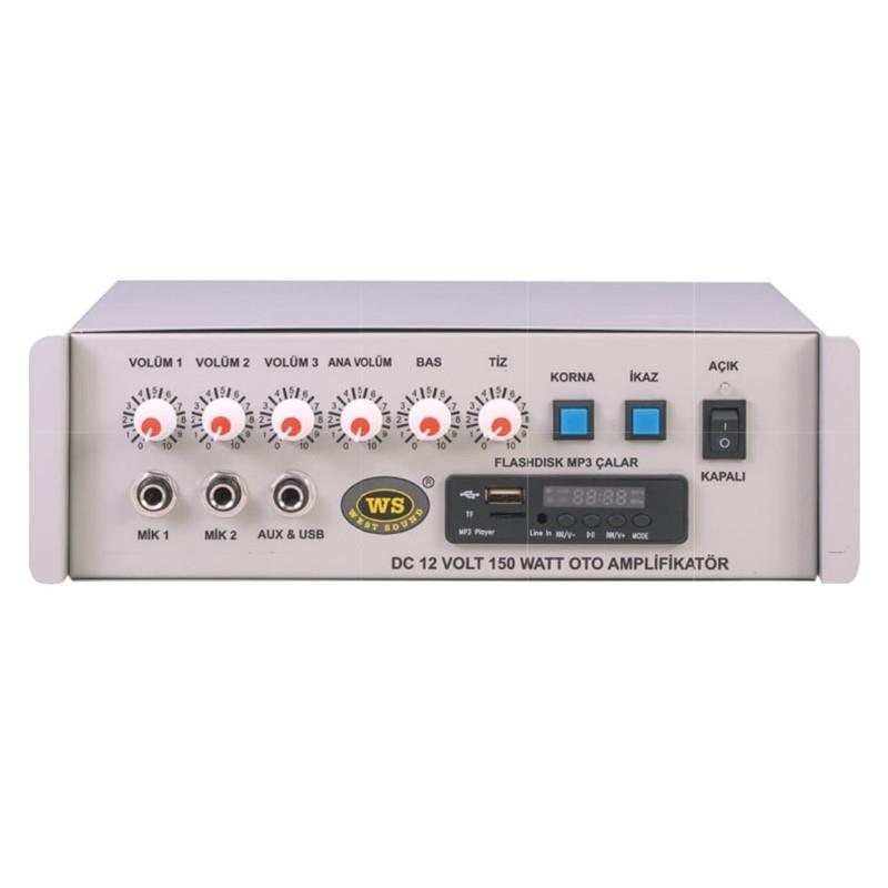 WESTSOUND TKS-150 M 12V-150 WATT ARAÇ TRAFOSUZ MIXER ANFİ