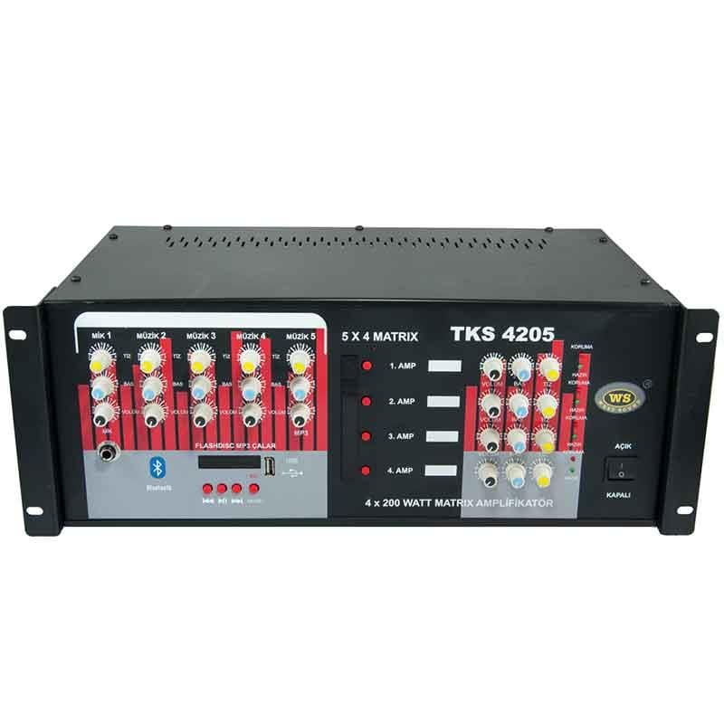WESTSOUND TKS-4205USB 4 X 200W MATRİKS USBLİ TRAFOSUZ MİXER ANFİ