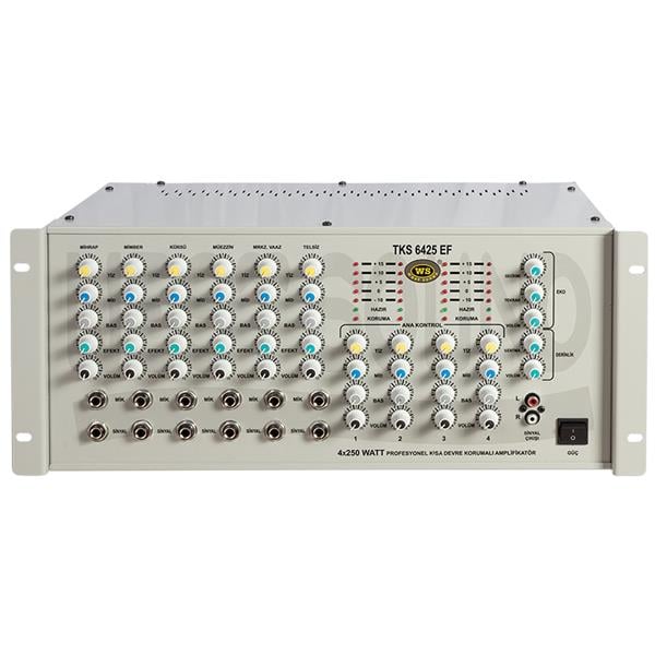 WESTSOUND TKS-6425EF 4X250 WATT 6 KANAL STEREO TRAFOSUZ MIXER KÜP ANFİ