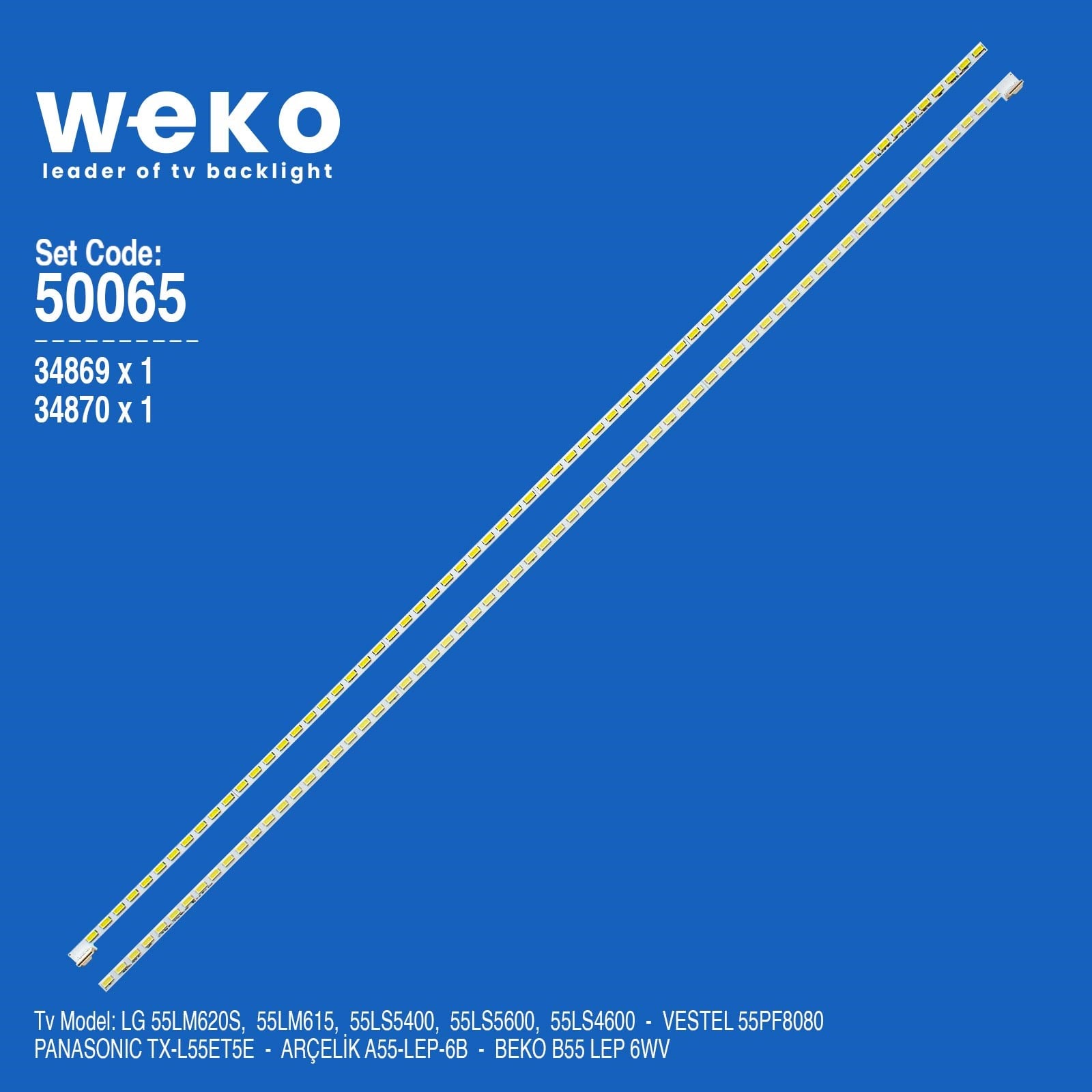 WKSET-5065 34869X1 34870X1 55'' V12 EDGE REV1.1 2 ADET LED BAR (66LED)