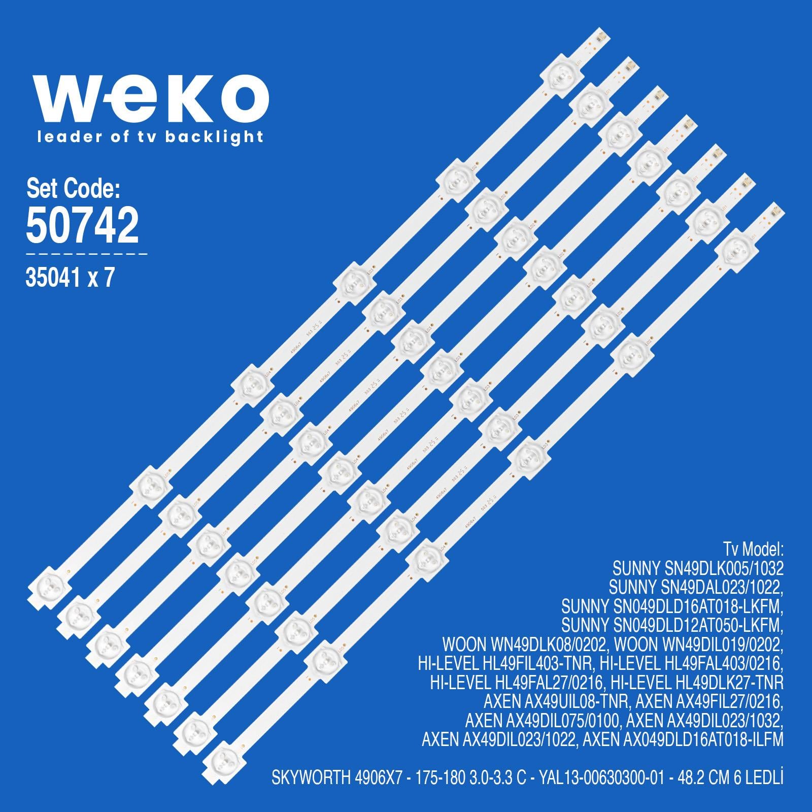 Wkset-5742 35041X7 Skyworth 4906X7 - 175-180 3.0-3.3 C - Yal13-00630300-01 7 Adet Led Bar Fiyatı - Merter Elektronik
