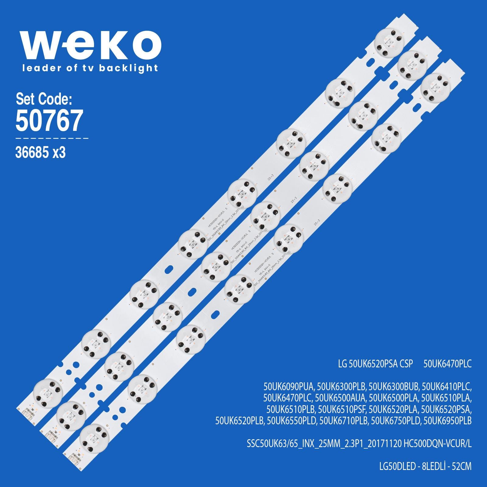 Wkset-5767 36685X3 Ssc_50Uk63/65_Inx_25Mm_2.3P1_20171120 Hc500Dqn-Vcur/L 3 Adet Led Bar Fiyatı - Merter Elektronik
