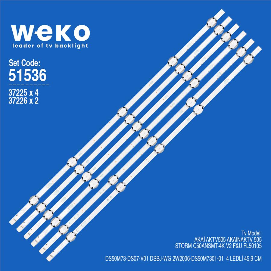 Wkset-6536 37225X4 37226X2 Vestel 500Drt Vnb A/B-Type Rev08/09  6 Adet Led Bar (5Lens) Fiyatı - Merter Elektronik