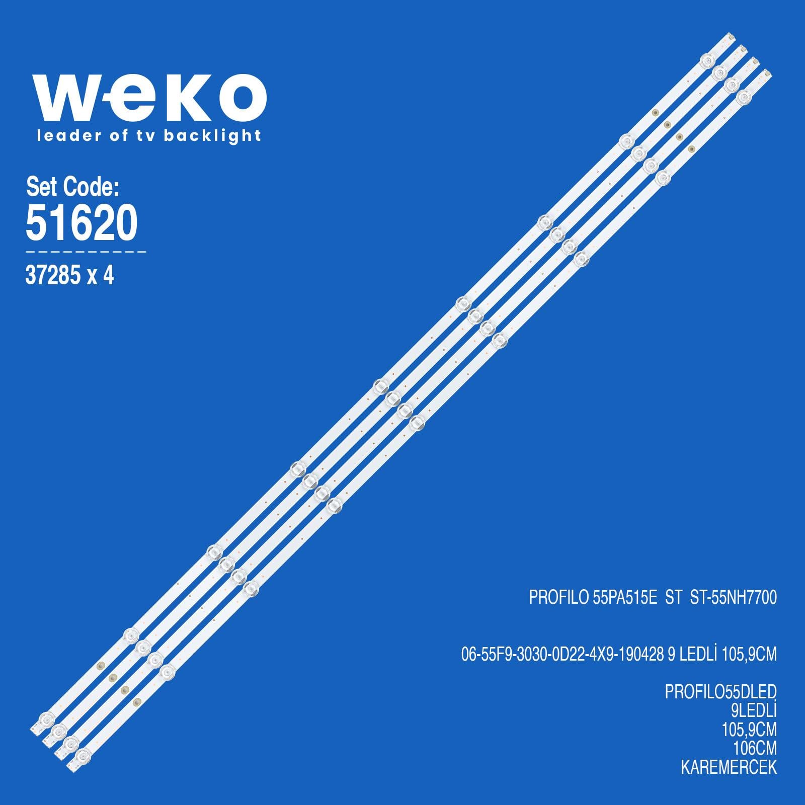 Wkset-6620 37285X4 06-55F9-3030-0022-4X9-190428  4 Adet Led Bar Fiyatı - Merter Elektronik
