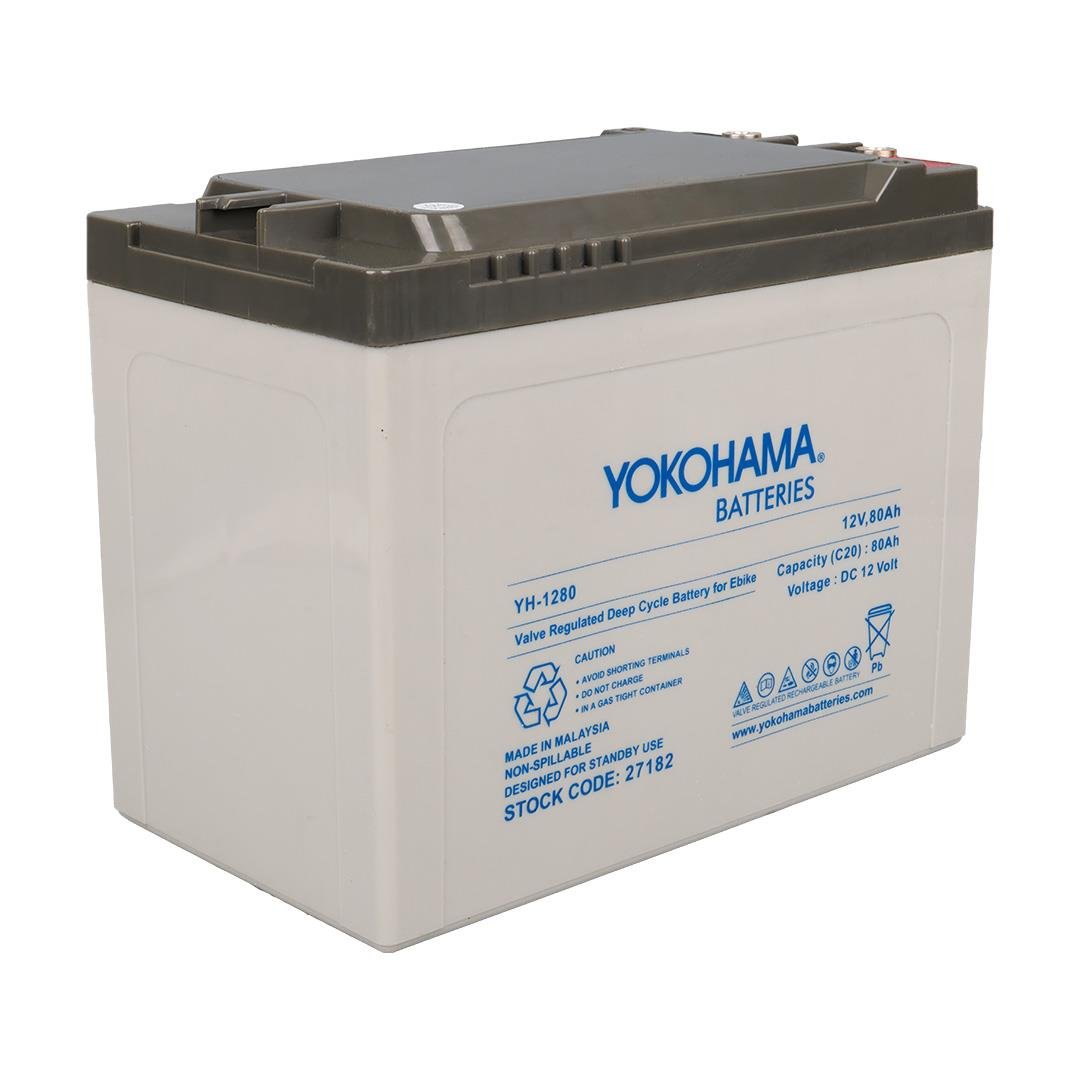 YOKOHAMA YH-12.80 12 VOLT - 80 AMPER ELEKTRİKLİ BİSİKLET AKÜSÜ (175 X 120 X 226 MM) Fiyatı - Merter Elektronik