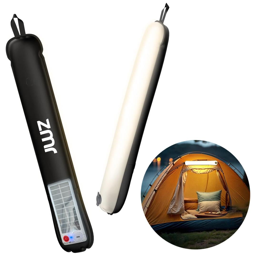 ZMR ZMR-385/S.00 USB VE GÜNEŞ ENERJİSİ ŞARJ EDİLEBİLEN KATLANIR ŞİŞİRİLEBİLİR BEYAZ LEDLİ SİYAH AYDINLATMA TÜPÜ