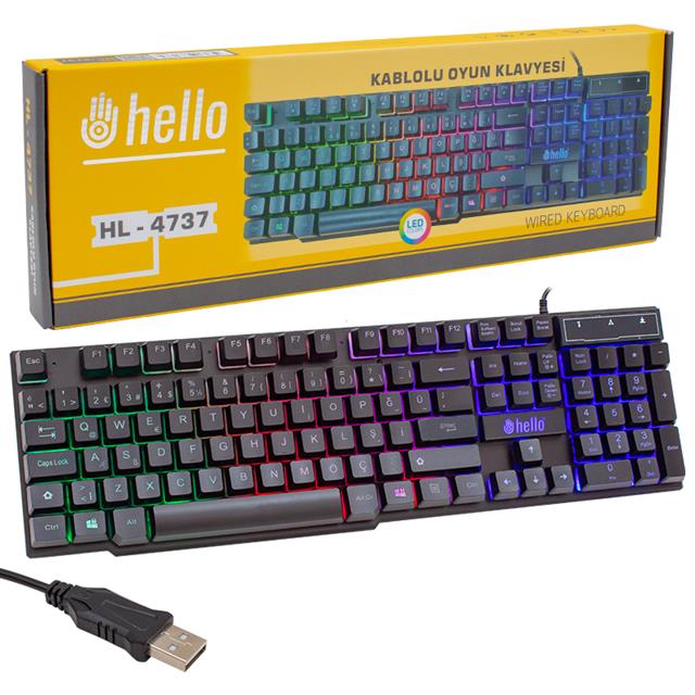 【中古】 Hello Hello Seven Voja Hello HL-4737 Usb Kablolu Gökkuşağı Aydınlatmalı Oyuncu Gaming Q