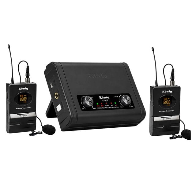 König K-302YY Kablosuz Yaka Mikrofon Seti (Yaka + Yaka UHF Çift Kanal)