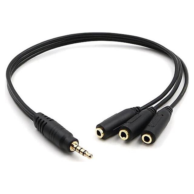 Powermaster 3.5 Mm Erkek * 3 Stereo Dişi Kulaklık Çoklayıcı 30 Cm Y Kablo