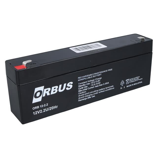 Orbus 12 Volt - 2.2 Amper Yatık Uzun Akü (178x34x60Mm)