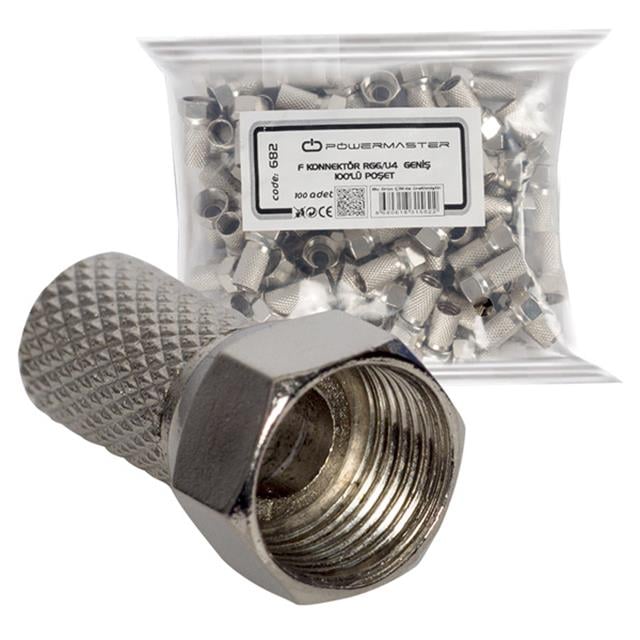 Powermaster PM-682 RG6-U4 18 Mm Geniş F Konnektör (100 Adet